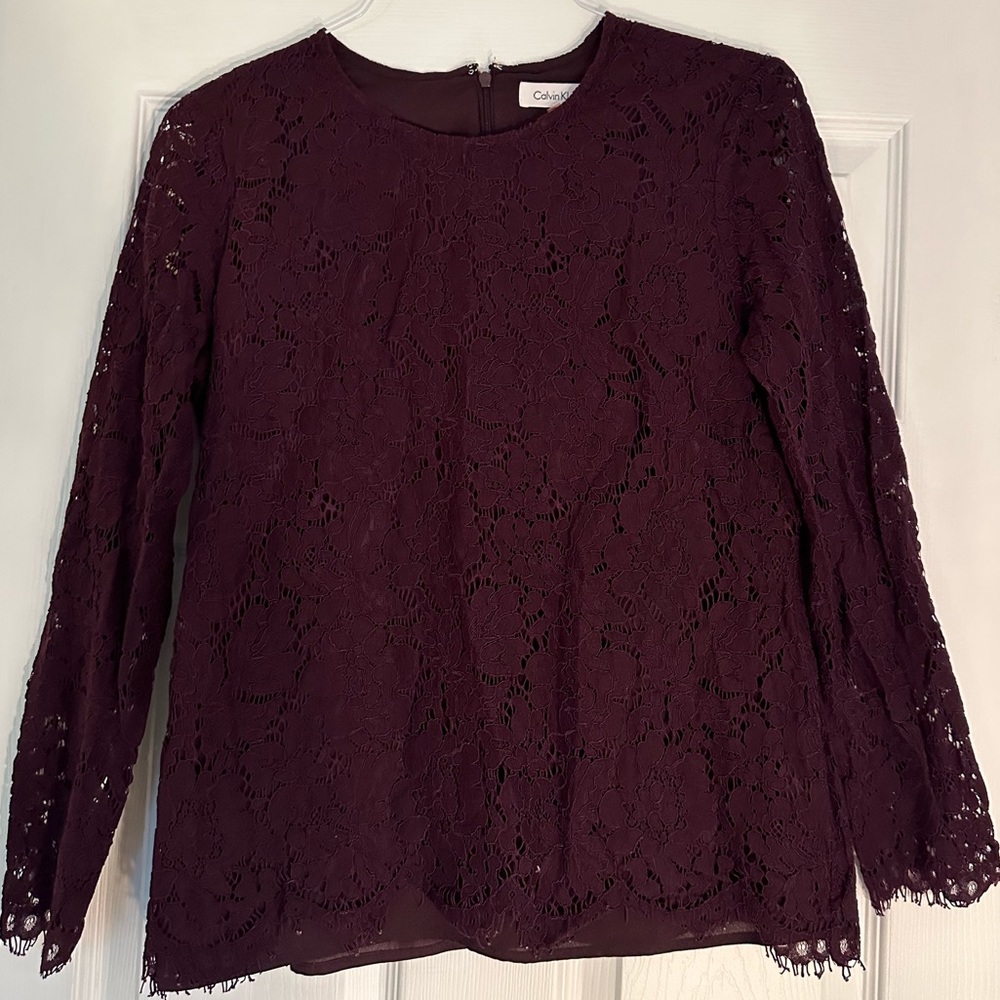Plum lace Calvin Klein top